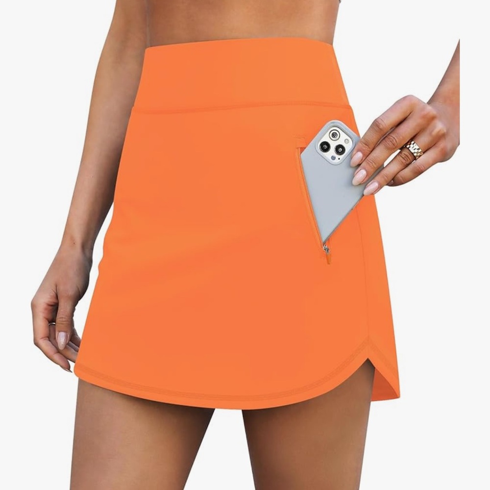 Orange Athletic Skort with Pockets